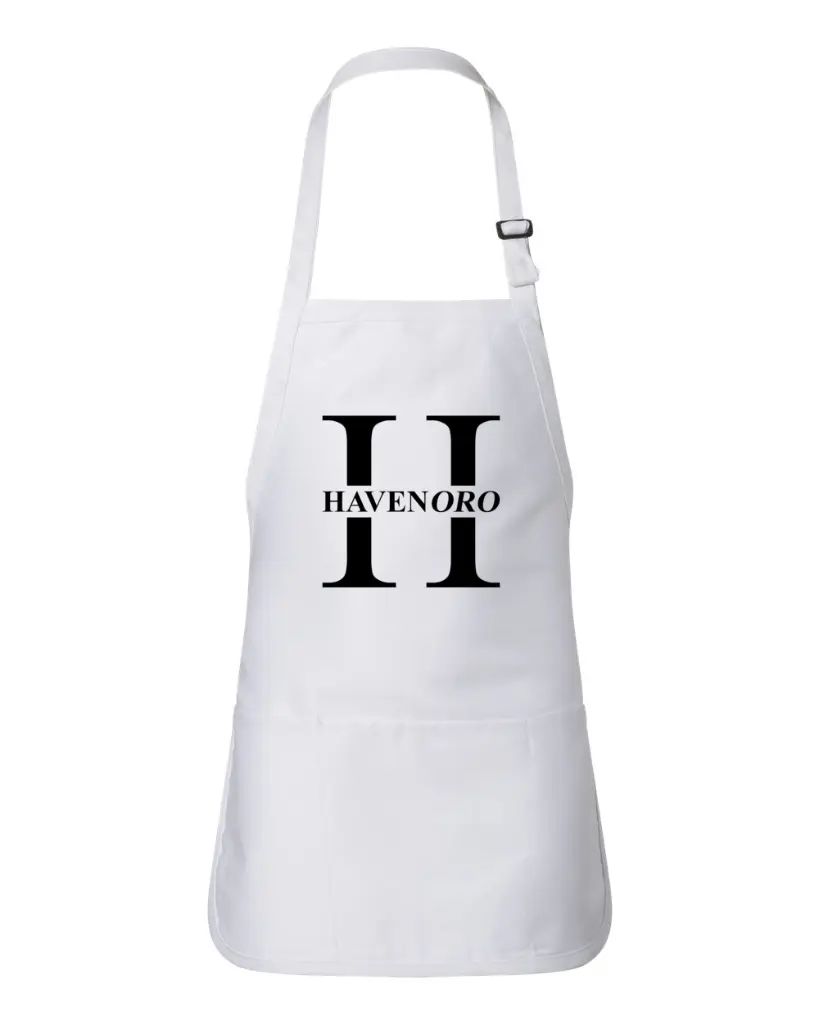 Full-Length Apron with Pouch Pocket White Demo.webp