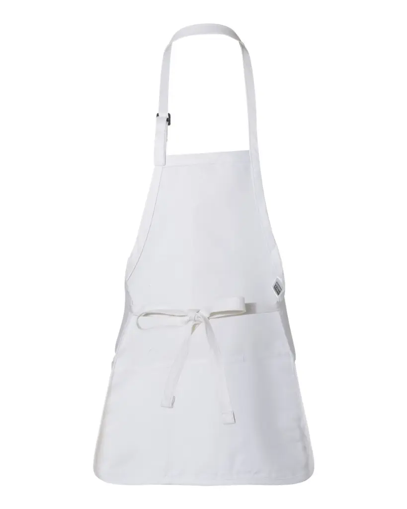Full-Length Apron with Pouch Pocket White Back.webp